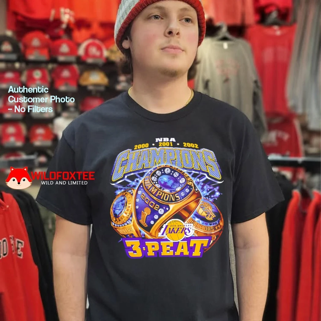 LAKERS 3PEAT NBA CHAMPIONS Tシャツ Vintage Y2K 2002 Los Angeles Lakers 3 Peat Champions Reebok